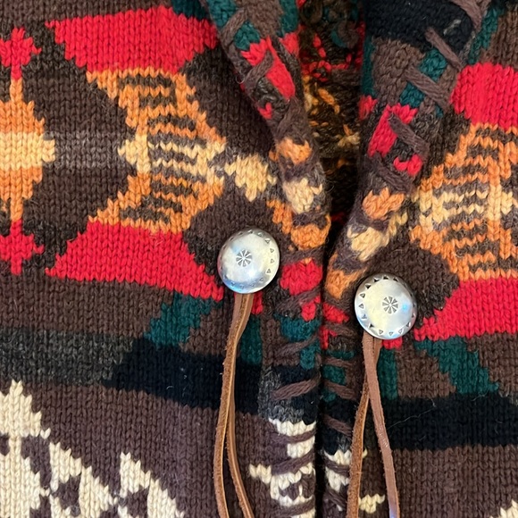Ralph Lauren Brown Southwestern Sweater Cardigan Native Coat Aztec Camping Ranch - Picture 2 of 10